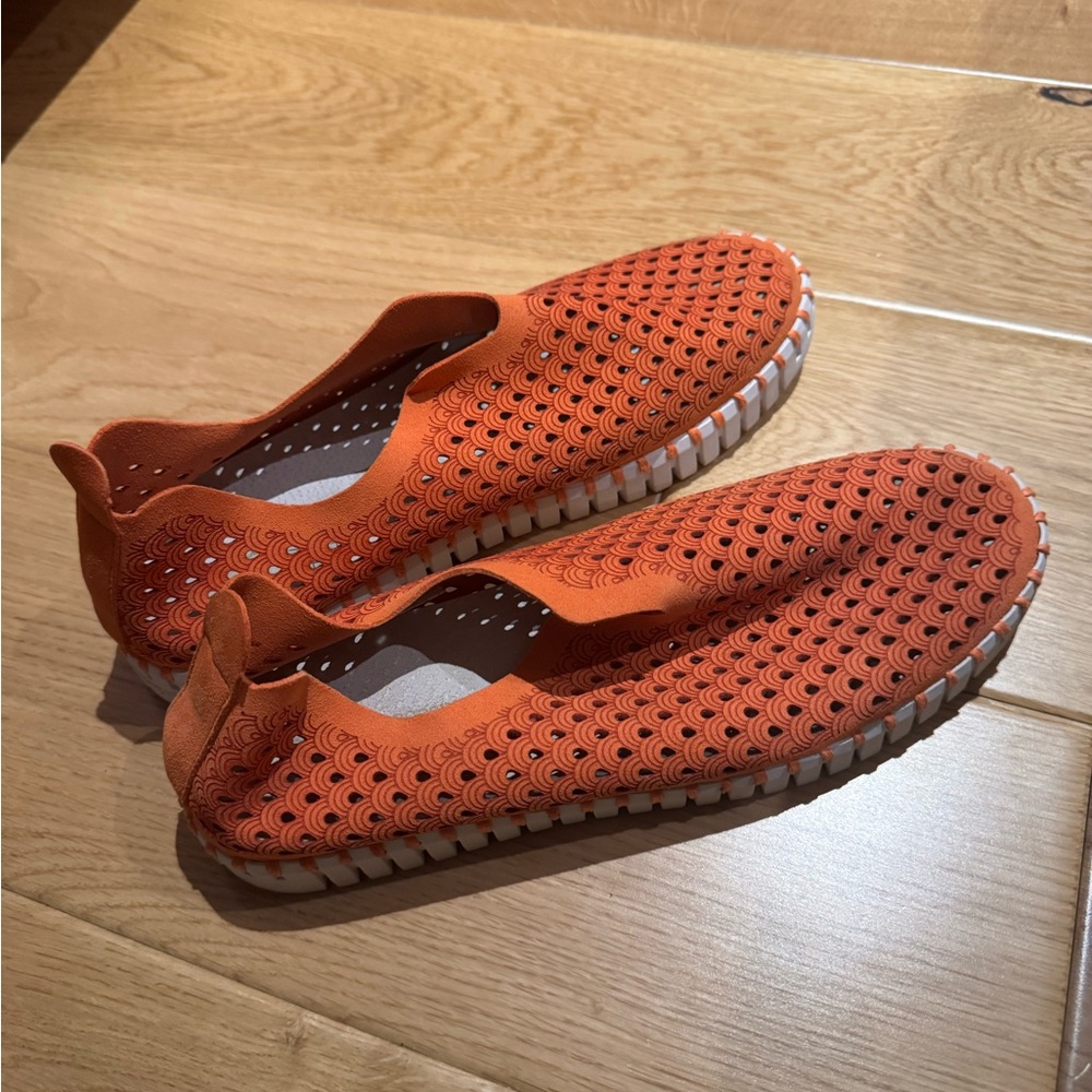 Ilse Jacobsen Orange Perforated Slip-On Sneaker with White Insole